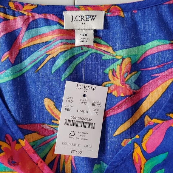 J. Crew Sleeveless Ruffle Top Size 3X Floral V-Neck Popover Spring Blouse NEW - Picture 12 of 13